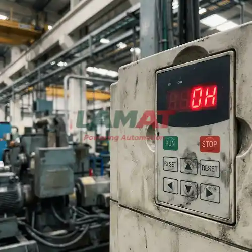 Màn hình biến tần hiển thị mã lỗi OH (Quá nhiệt) cần khắc phục